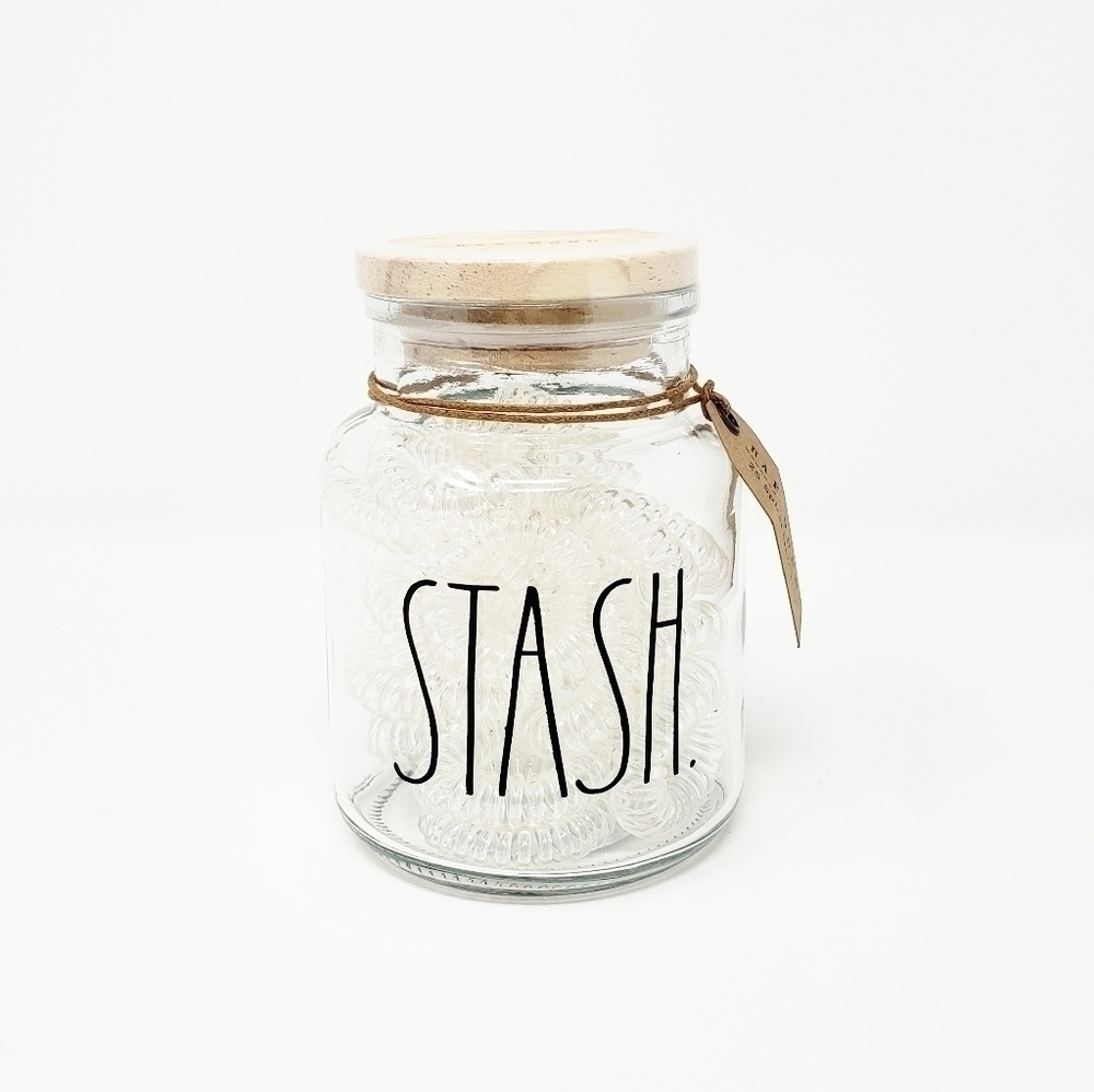 RAE DUNN STASH hair ties jar container cellar